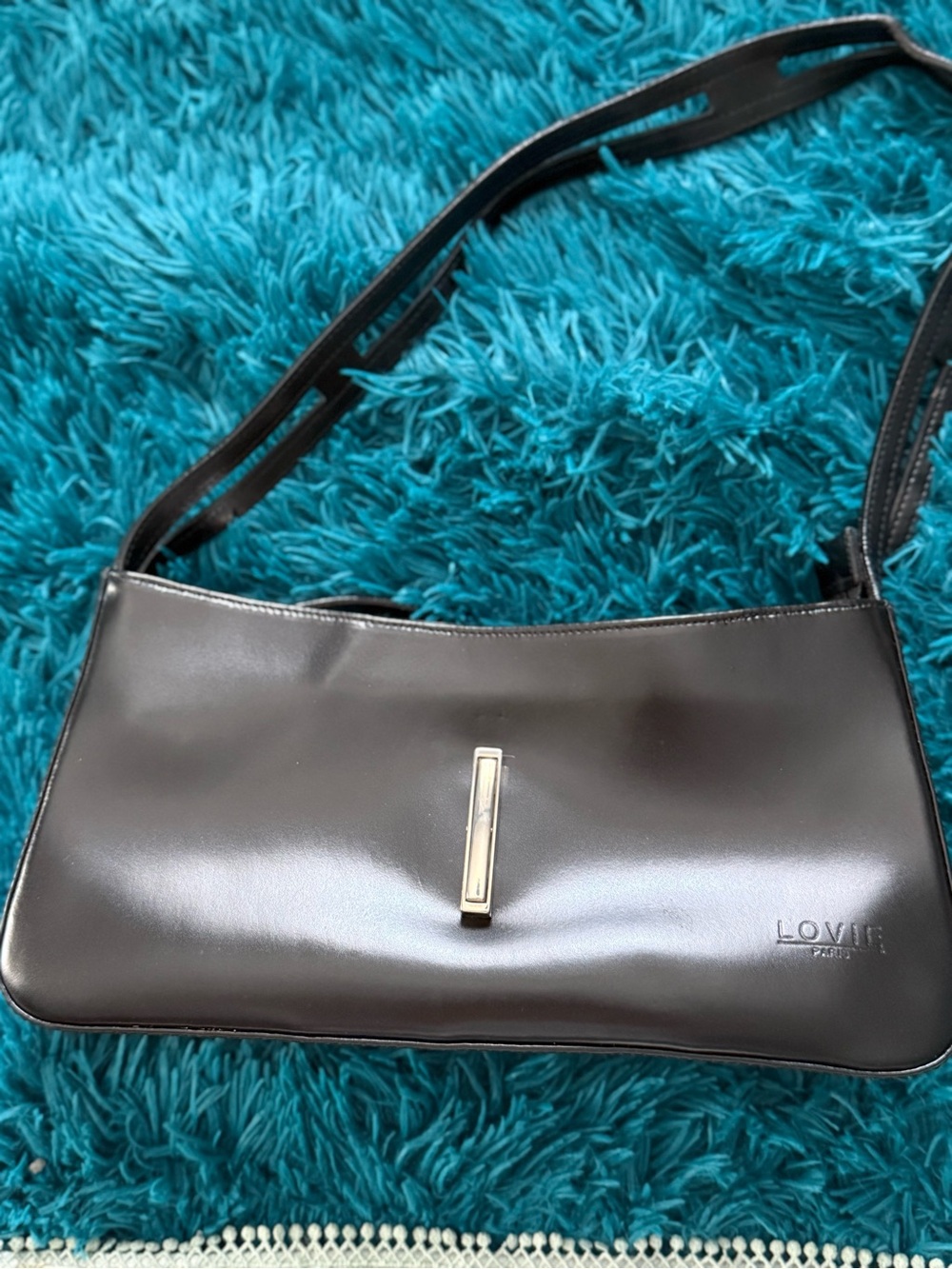 Black Shoulder Bag with Gold Accent